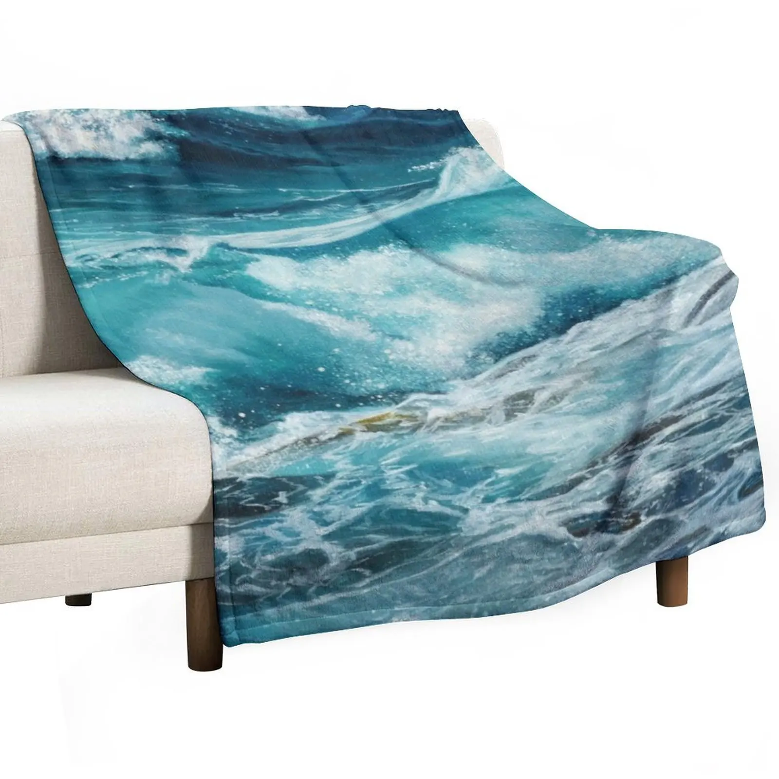 

Ocean wave oil painting Throw Blanket sofa bed blankets and throws Summer Beddings Furrys Blankets