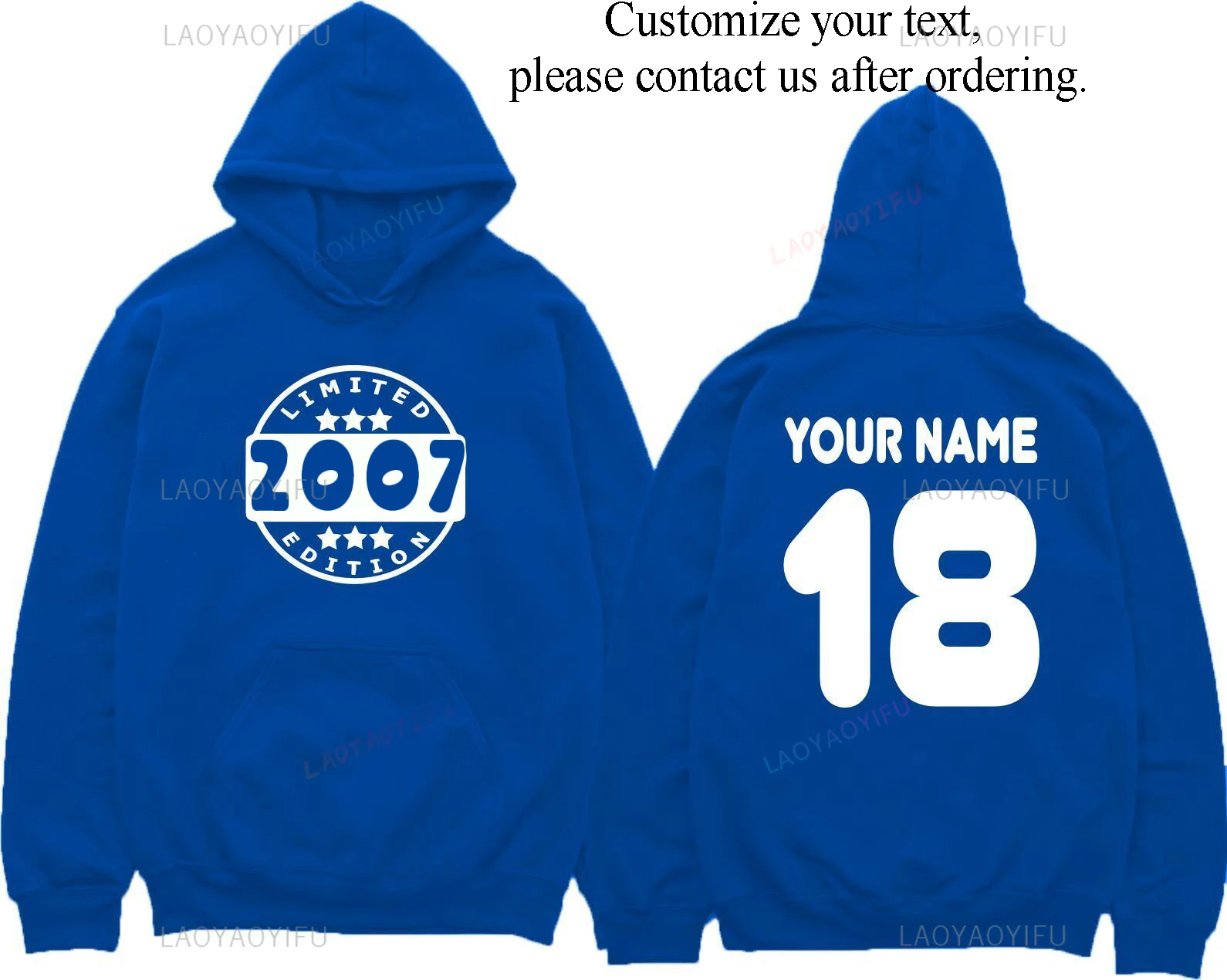 2025 18th Birthday Drop Shoulder Sweatshirt Personalised Limited Edition 2007 Custom Name 18 Men Women Winter Warm Hoodie Gift