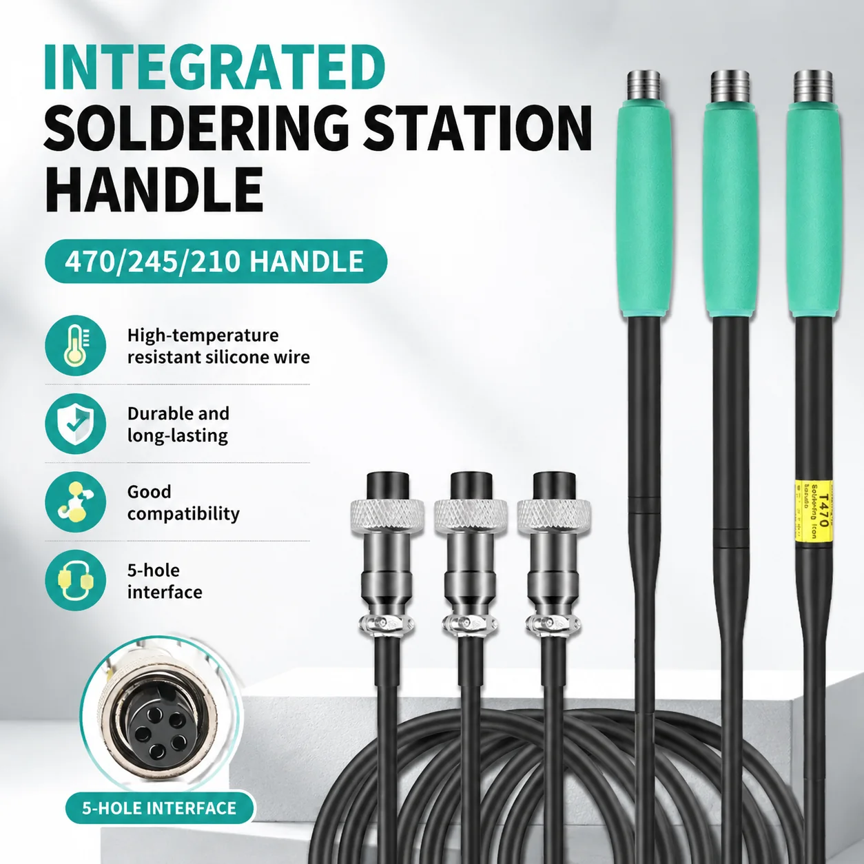 T210 Soldering Handle | Integrated Plug, Anti-Static, Replacement for JBC T210 Station