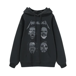 2024 Pop New Style Explosion Metallica Metal Rock Band American Street Men and Women Black Grey Cotton Hooded Crewneck Hoodie