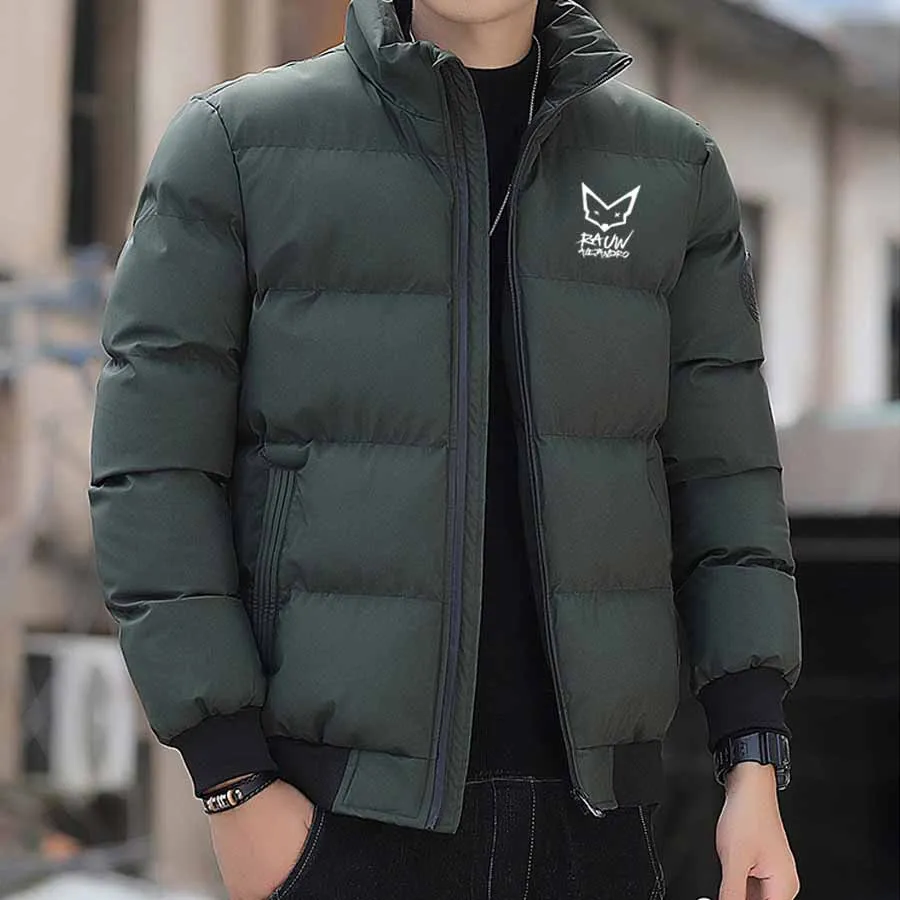 Nuevas chaquetas Parka cálidas de invierno para hombre, prendas de vestir informales con estampado de marca, abrigos con cuello levantado, chaqueta acolchada de algodón cortavientos para hombre