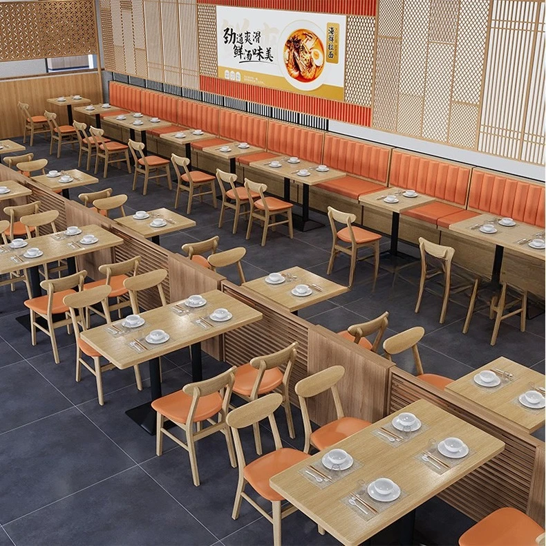 Restaurant table and chair combination fast food restaurant noodle restaurant burger snack bar card against the wall