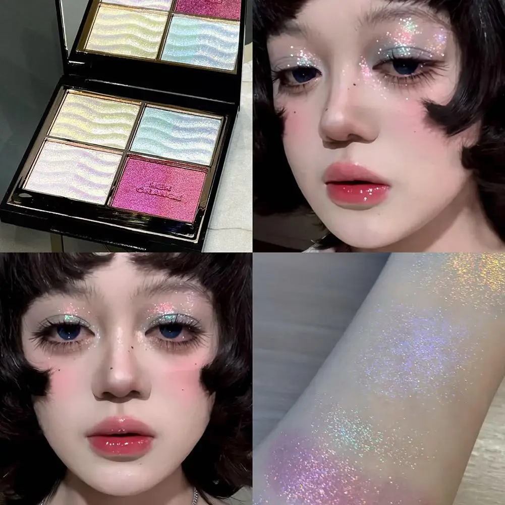 4 Colors Chameleon Eyeshadow Palette Color Shifting Shimmer Glitter Highlighter Long Lasting Brighten Eye Makeup Cosmetics