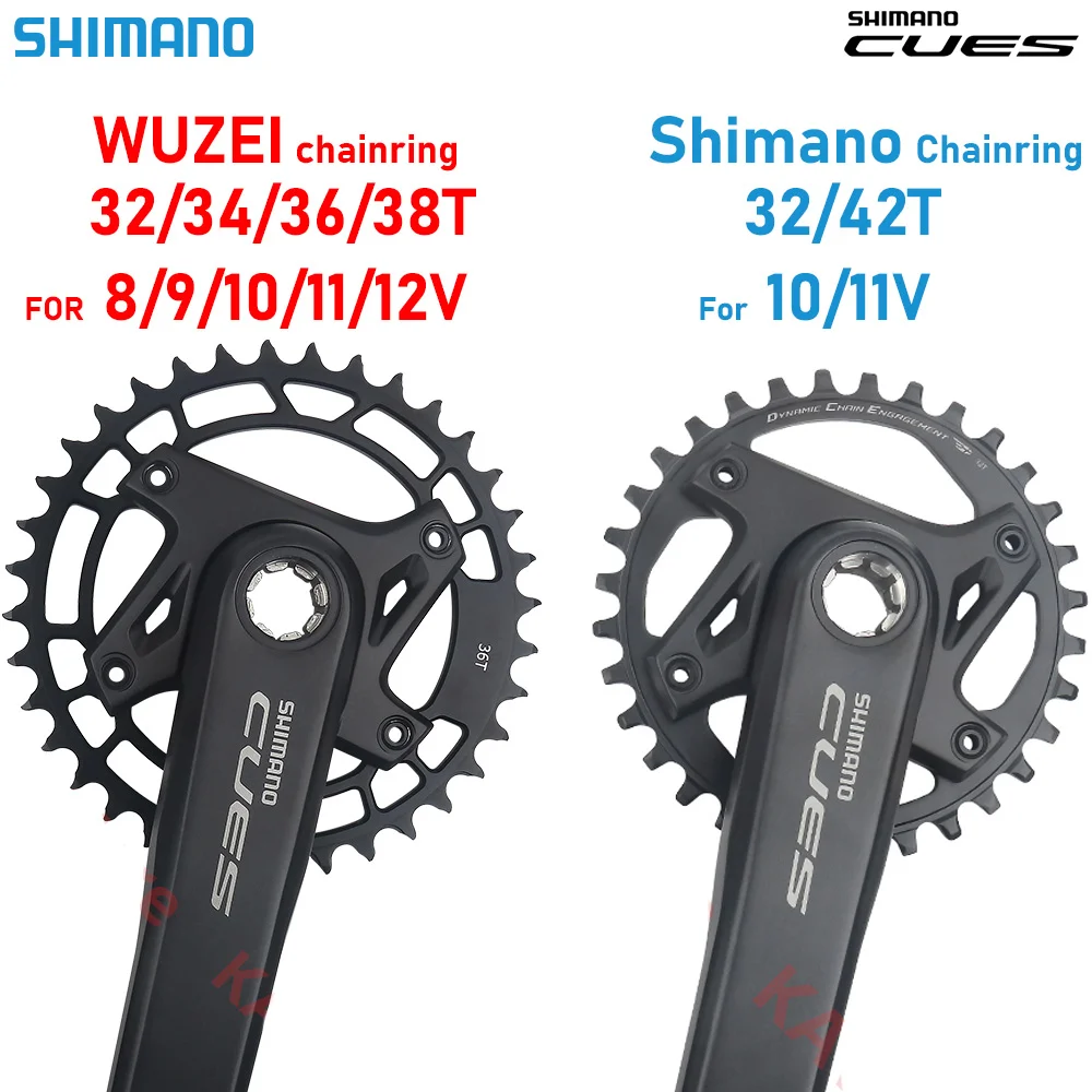 SHIMANO CUES U6000 Crank 10S/11S/12S WUZEI Sprocket 96BCD 32/34/36/38T for 12S and BB MT500/BB52/UR400 MTB Bike Crankset