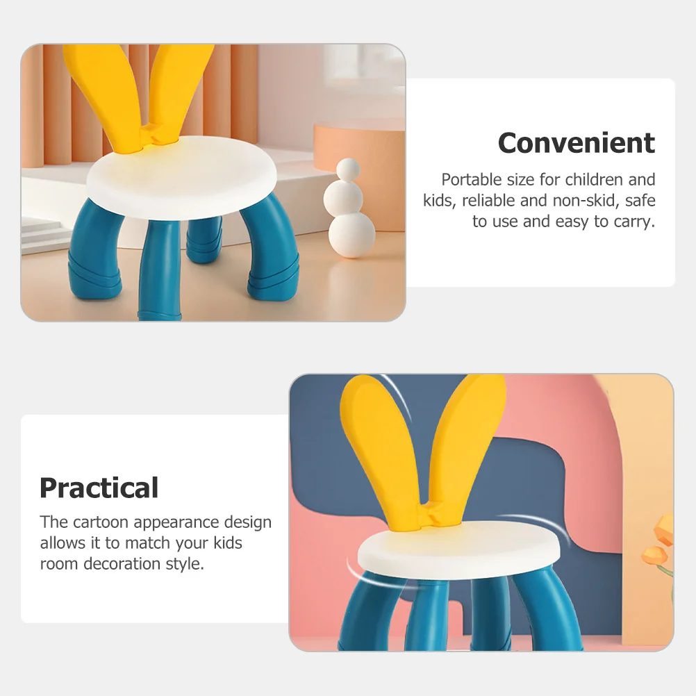 أرنب الأذن الاطفال البراز البلاستيك عدم الانزلاق خفيفة الوزن الكرتون مسند القدمين للمنزل رياض الأطفال تعلم الجلوس المضادة للانزلاق البراز