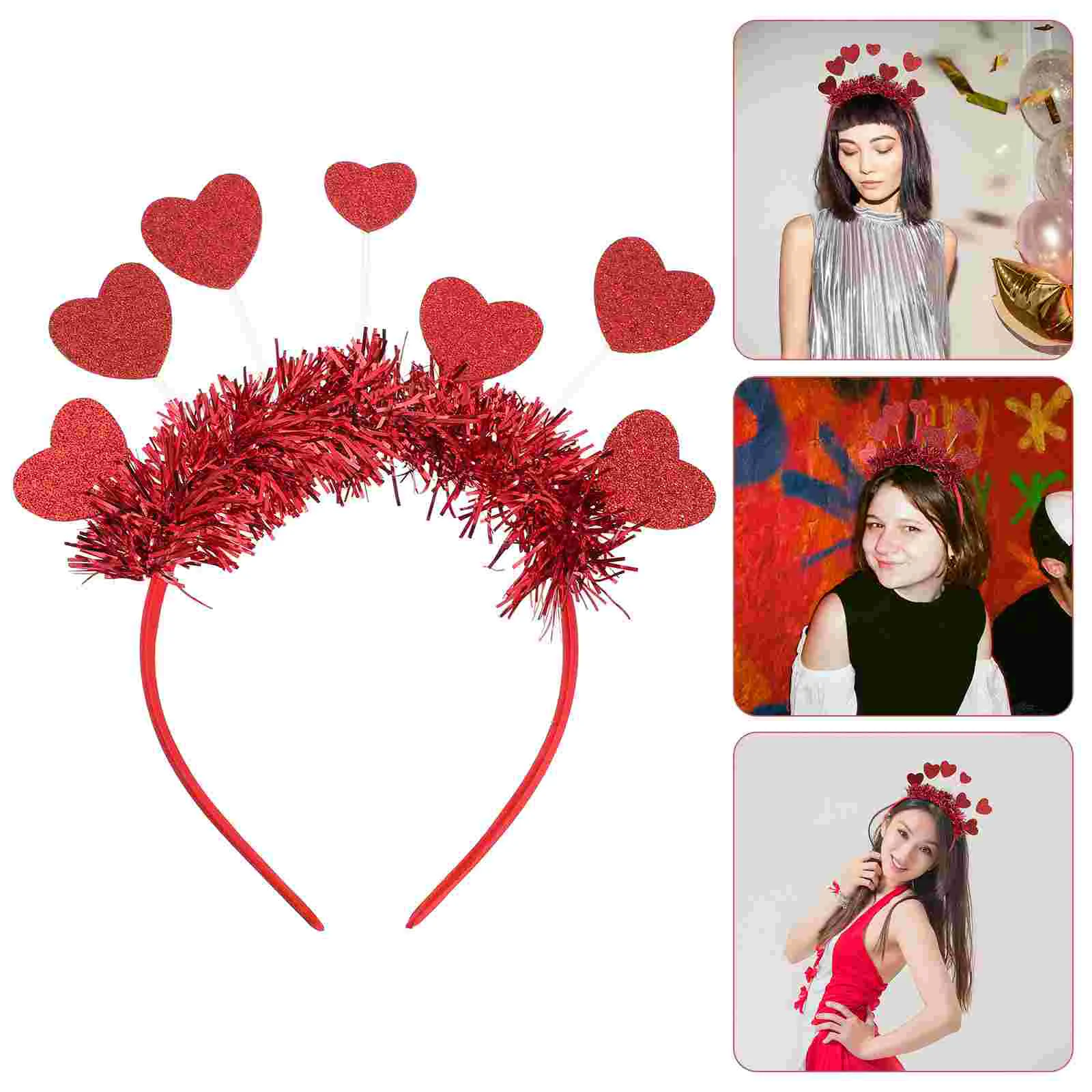 

2 Pcs Headbands Heart New Years Party Supplies Antenna Bopper Women Wedding Boppers Red Valentine Photo Prop Love Headwear