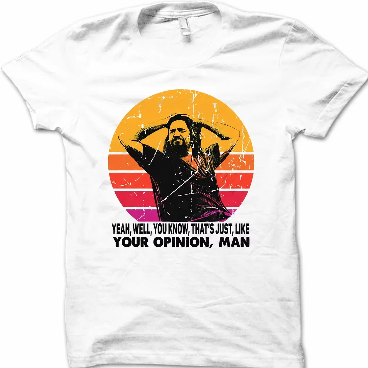 2026 Men The Big Lebowski Vintage Sunset Portrait Graphic T Shirt Movie Quote Short Sleeve Black Cotton Oversized Tee