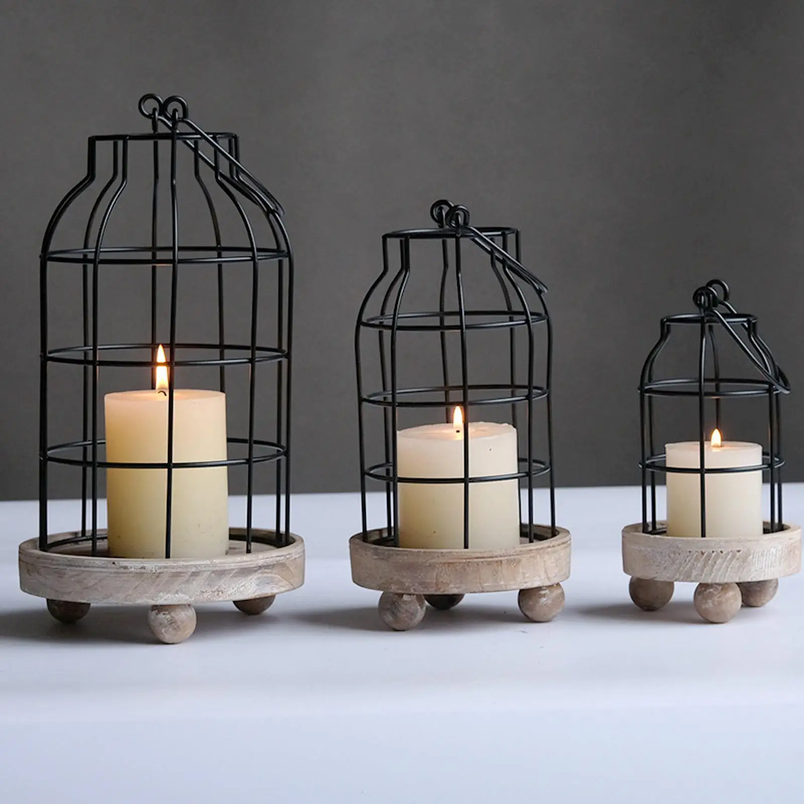 Metal Tealight Birdcage Lantern Candle Stand Vintage Candlestick Holder Tabletop Centerpiece for Events and Home