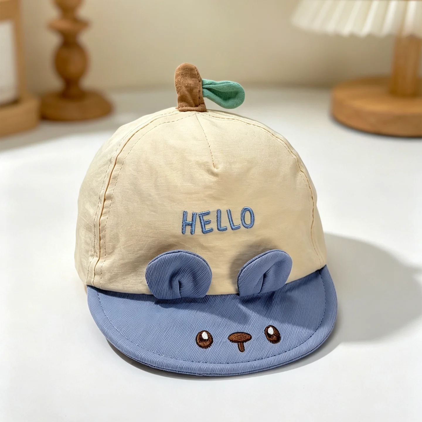 Cute young shoot-shaped baby baseball cap - cartoon bear baby soft brimmed baseball cap - thin and breathable hat