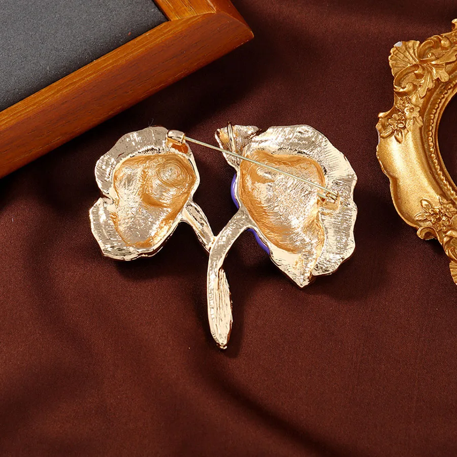 Shmik خمر الفاوانيا الزهور المينا تصميم بسيط دبابيس شارات للنساء أنيقة النبات الأوسط اكسسوارات الزفاف دبابيس