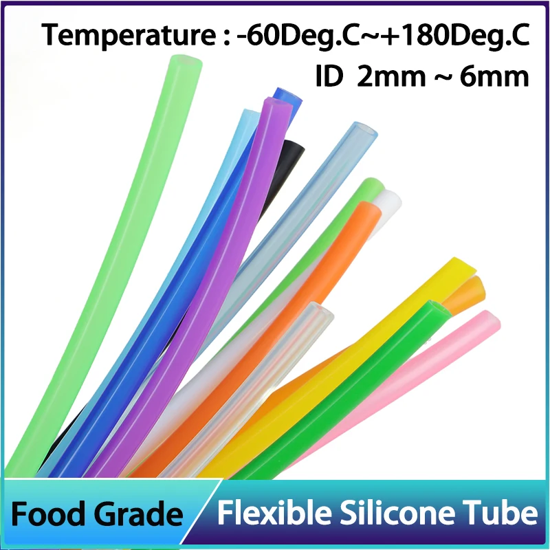 1/3/5M Food Grade Silicone Tube ID 2mm 3mm 4mm 5mm 6mmTasteless High Temperature Resistant Flexible Rubber Tubing Water Hose