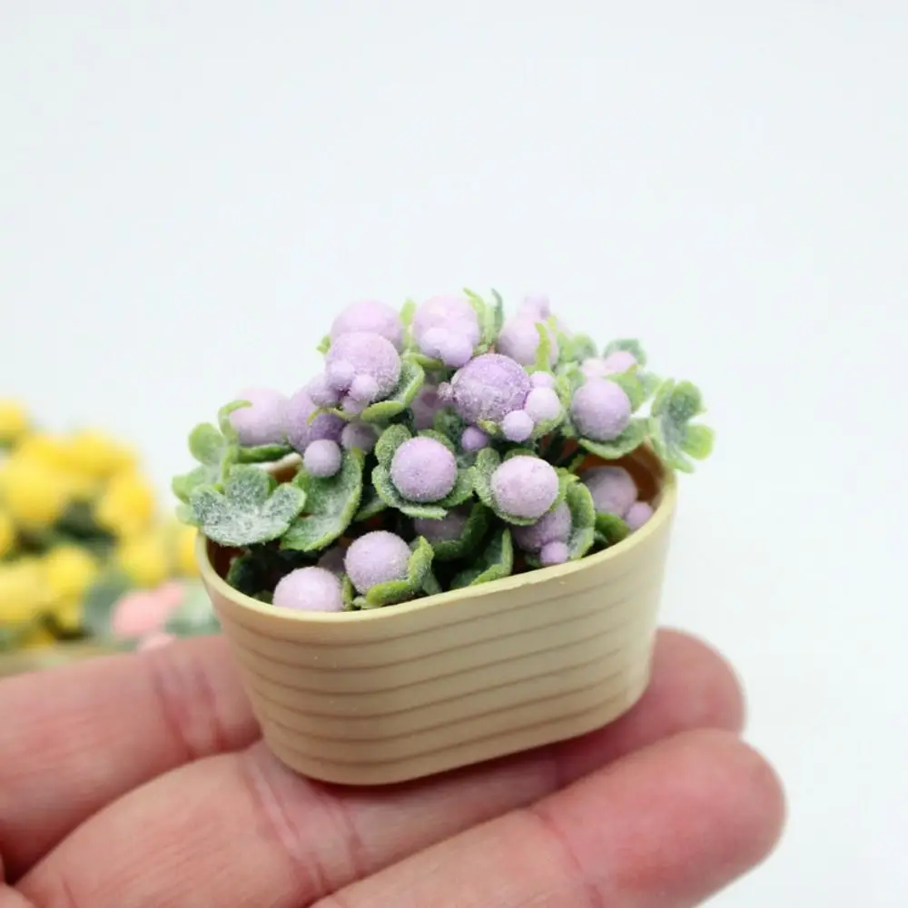 1/12 ドールハウスシミュレーション植物ミニチュア 4 色花植物鉢植えミニ緑葉植物ドールハウスミニホームデコレーション