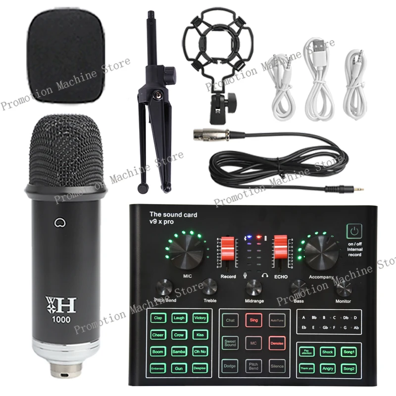 V9XPro Sound Card Studio Mixer Singing Noise Reduction Microphone Voice BM900 Live Broadcast Phone Computer Record V9X Pro USB