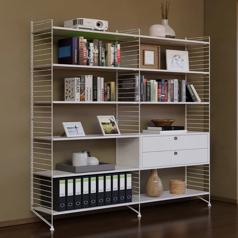 Nordic upper wall string shelf adjustable layered baffle floor storage rack multifunctional bookshelf display rack