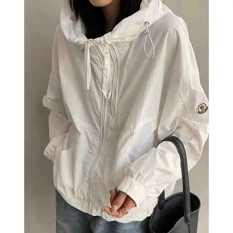 Design sense niche Korean Female Hooded Zipper Sunscreen Clothing Jacket Women Spring Summer Hooded Sunscreen Clothing Tops Coat