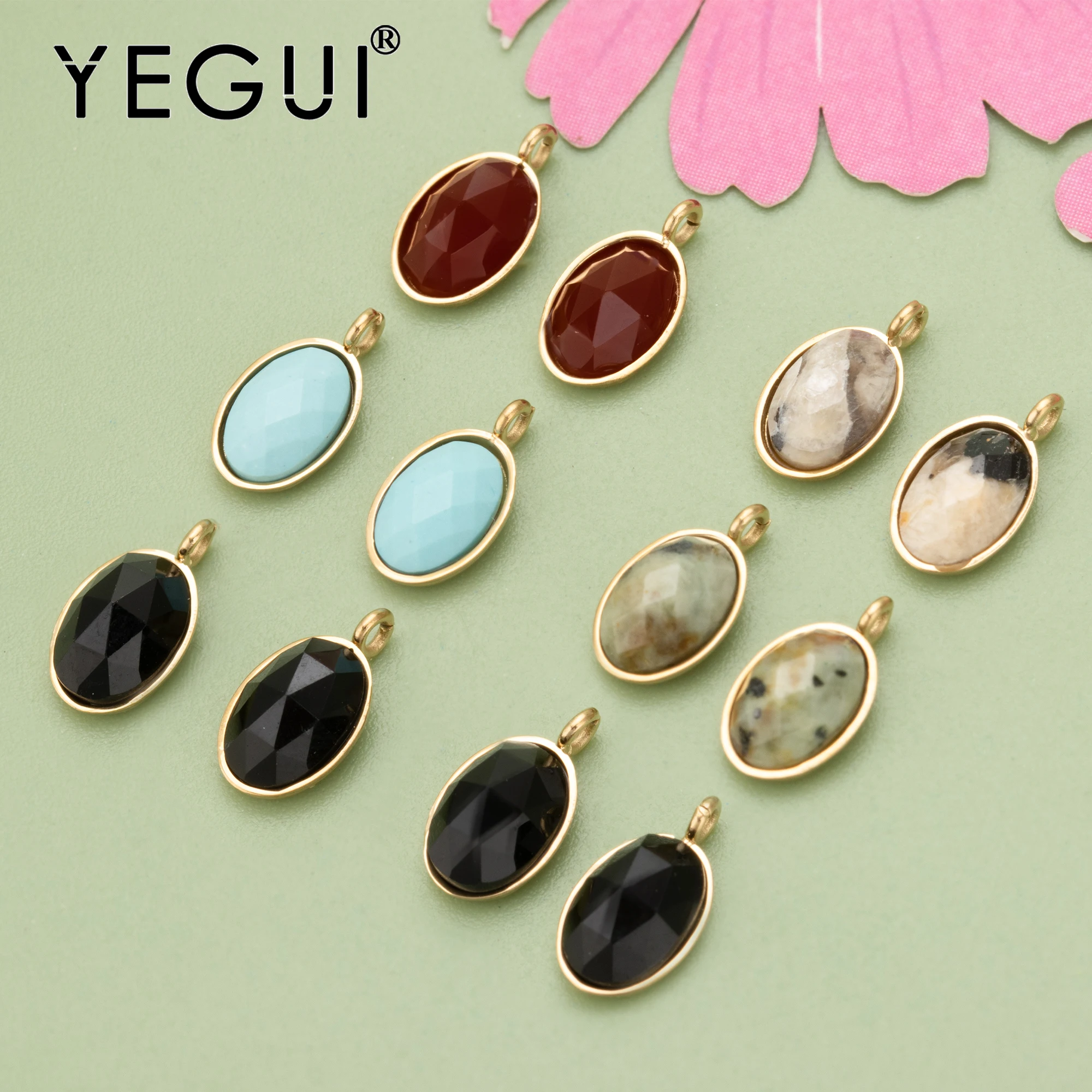 YEGUI MC41,jewelry accessories,316L stainless steel,nickel free,natural stone,charms,diy pendants,jewelry making,4pcs/lot