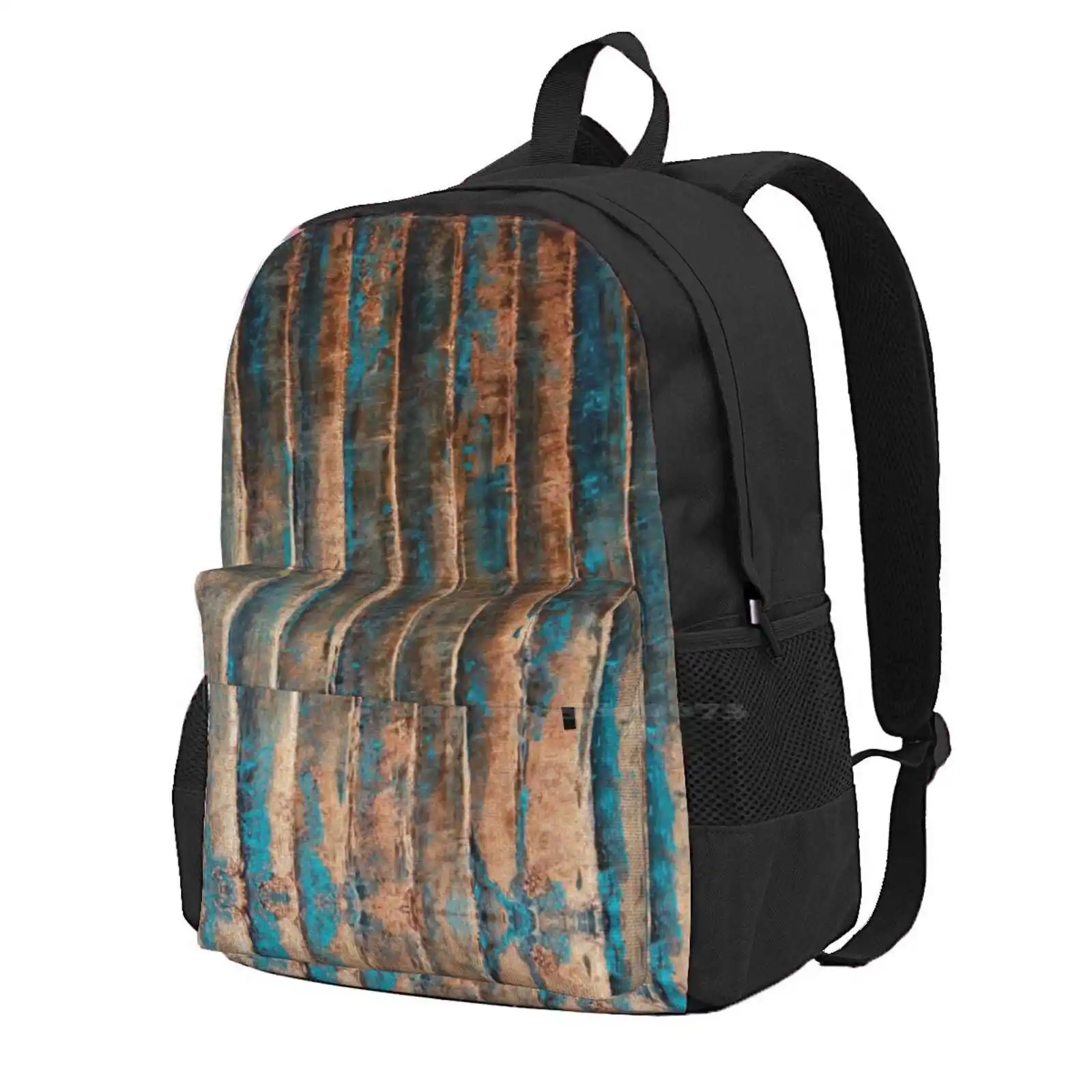 

Patina Hot Sale Backpack Fashion Bags Patina Copper Turquoise Rust Abstract Lines Vertical