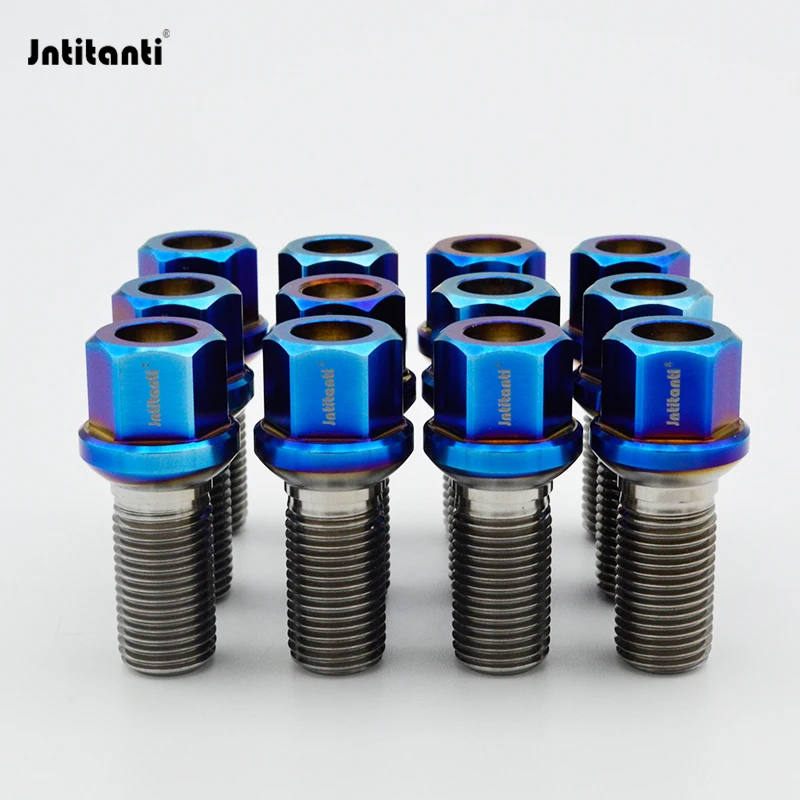 Jntitanti Never Rust Racing Parts Ball Seat Gr.5 Titanium Hub Bolt Wheel Bolt M14*1.5*28-45mm for VW AUDI Racing Car