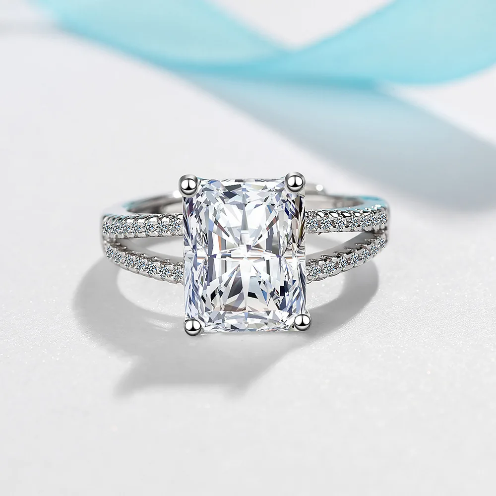 Neuer Ring aus 925er Sterlingsilber, 4 Karat Moissanit, schlicht, für Frauen, Hochzeit, Luxus-Schmuck, Verlobungsring, Mode, Party, Geschenke