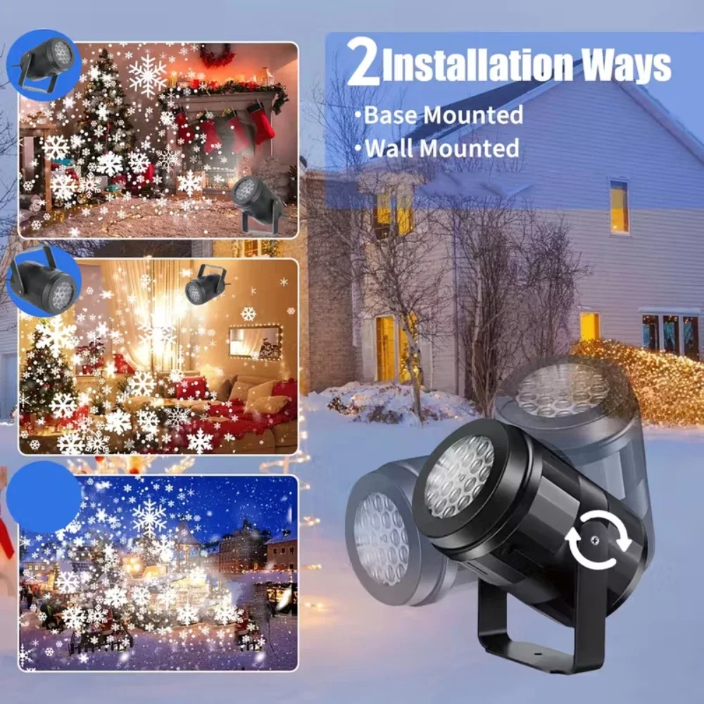 LED Schneeflocken-Weihnachtsprojektorlampe USB-betriebene Schneeprojektionsleuchte 360 ° Verstellbare Weihnachtsdekoration für Haus, Garten und Hof – Detail 7