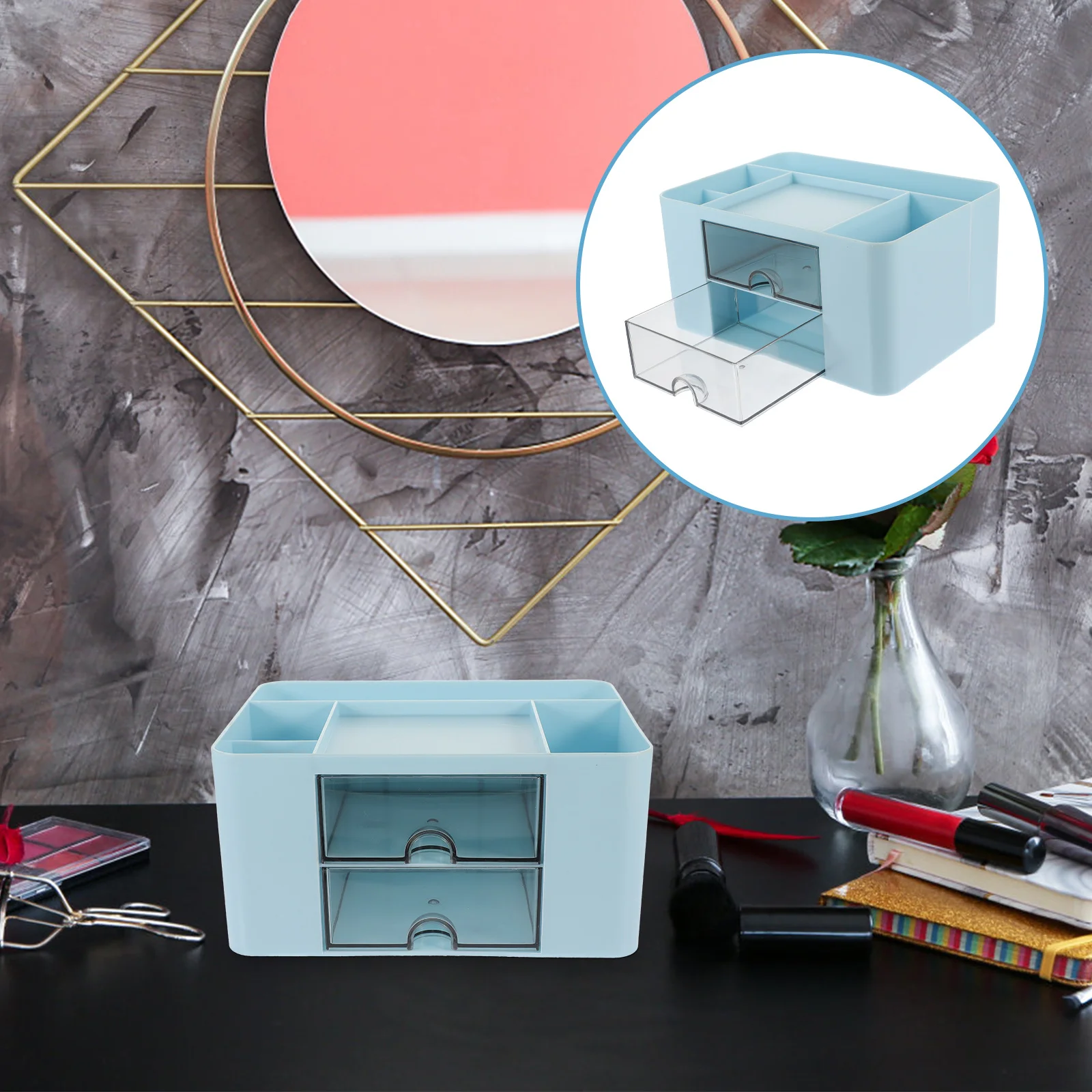

Drawer Style Stationery Organizer Box Multi-Layer Plastic Storage For Office School Supplies Makeup Accessories Desktop