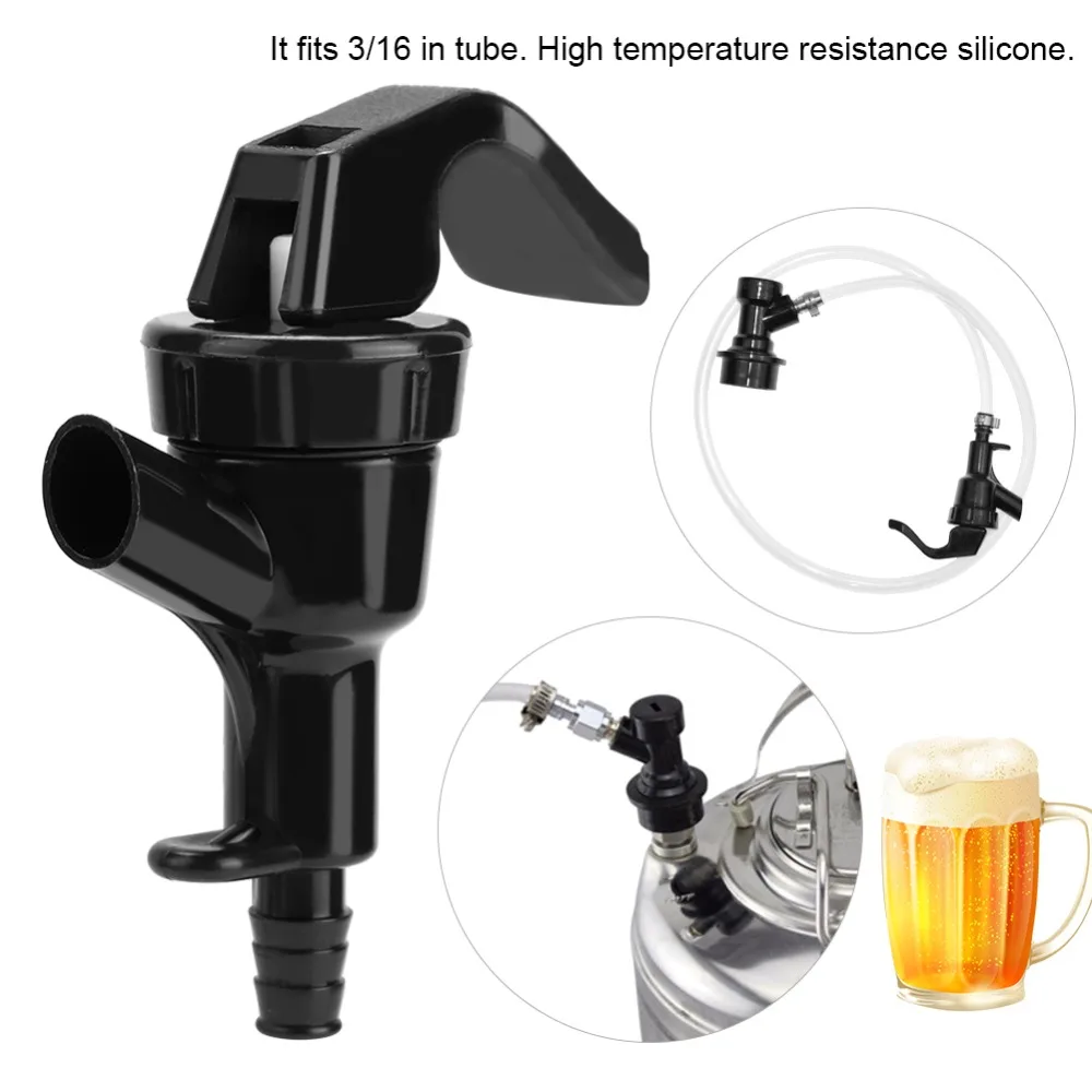 5pcs Black Plastic Squeeze Tap Plastic 20 PSI Serving Pressure Picnic Tap Ball Lock Line Compatible 1/4 Inch Barb Connection