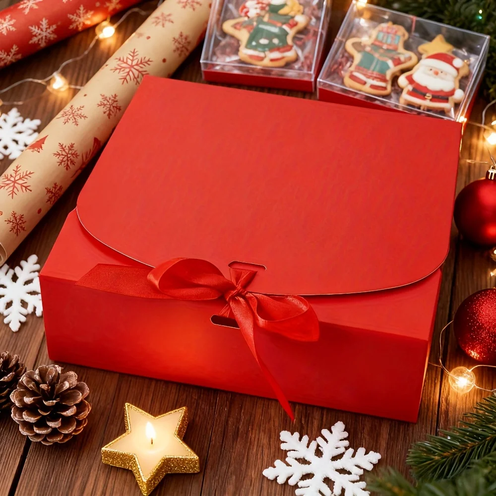 Weihnachtsgeschenkbox Rote Verpackungsbox Perfekt für Partyfavors, Heimdekoration, Ideal zum Verschenken an Freunde – Detail 4