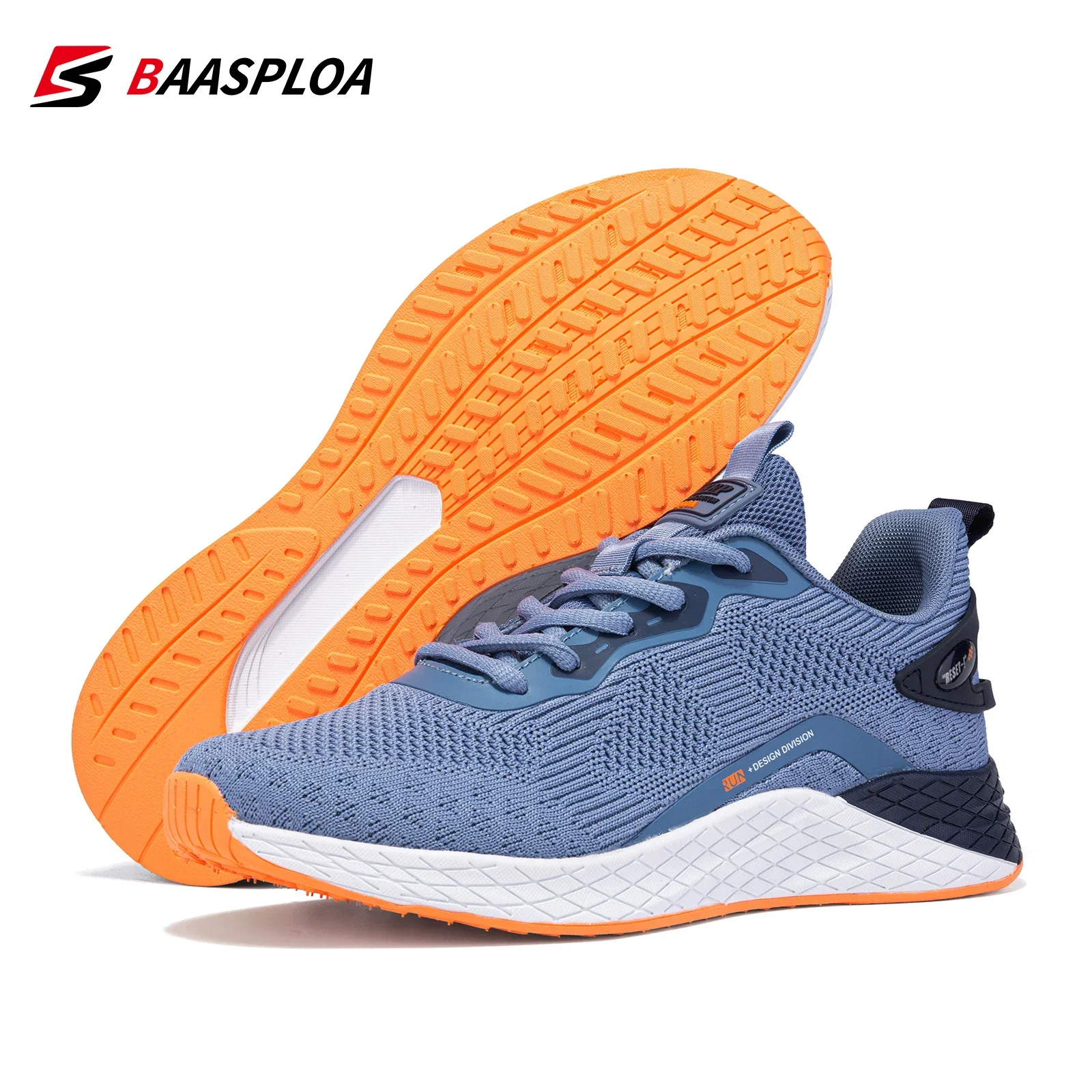 Baasploa Fashion Men Sneakers Breathable Walking Shoes Comfortable running shoes Anti-Slip Wear-resistant Knit Male Sport Shoes