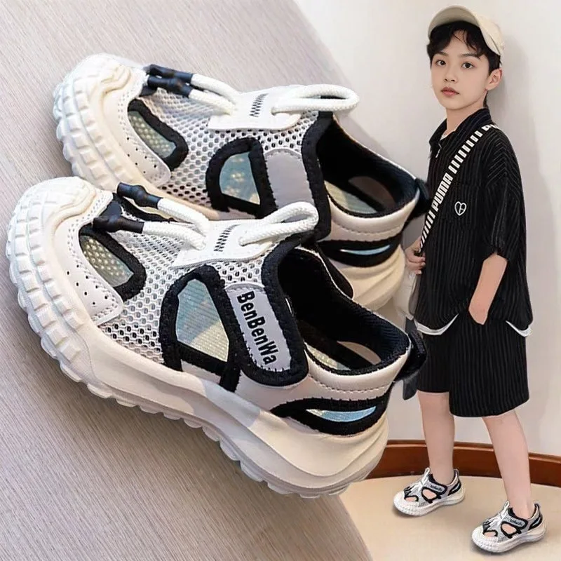Summer Boys Girls Hollow-out Mesh Sports Sandals Children Soft-soled Non-slip Casual Shoes Kids Beach Shoes Everyday Casual Shoe