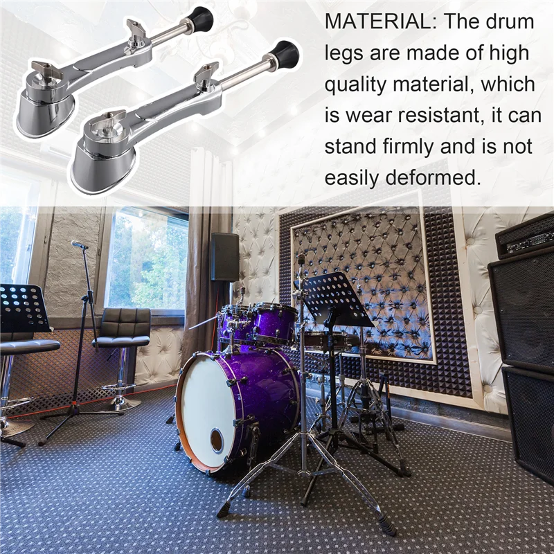 

AA75-Bass Drum Spurs Legs Bracket Jazz Drum Holder Stand Legs,Fixed Drum Leg Bracket Feet Anti-Slip Percussion Parts