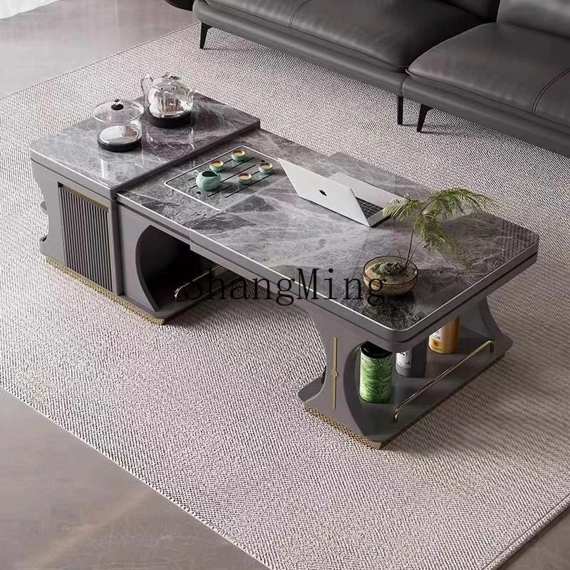 

LXY rock slab high-end coffee table TV cabinet combination household retractable simple tea table