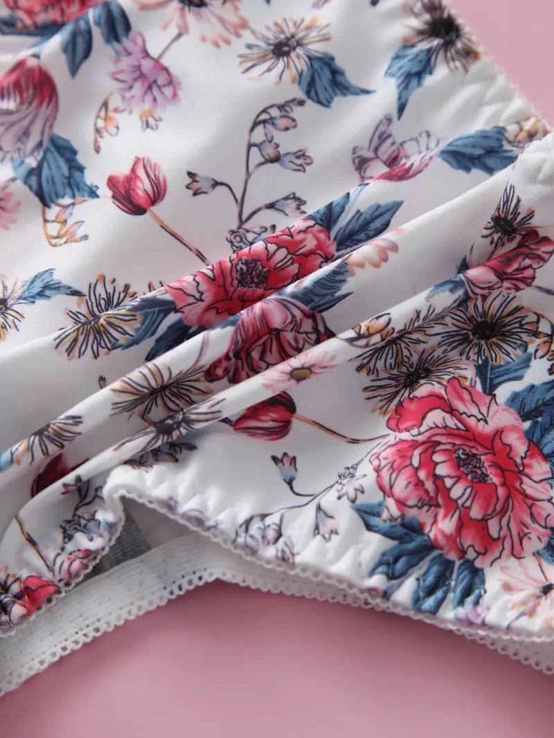 طقم ملابس داخلية من قطعتين للنساء ، حمالة صدر مطبوعة جميلة ، حمالة صدر رافعة مع حلقة فولاذية ، ملابس داخلية أنيقة ، لباس داخلي