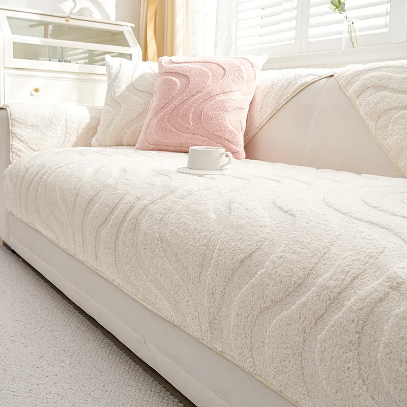 Einfaches modernes Sofakissen für Herbst und Winter, leichtes, luxuriöses, rutschfestes Sofa-Plüschbezug