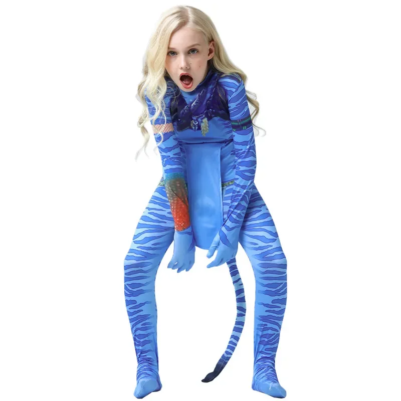Halloween Cosplay Avatar Costume Kids Child Stage Performance Clothes SuperHero One Piece Tight Ffitted Jumpsuit Clothing Suit image 6