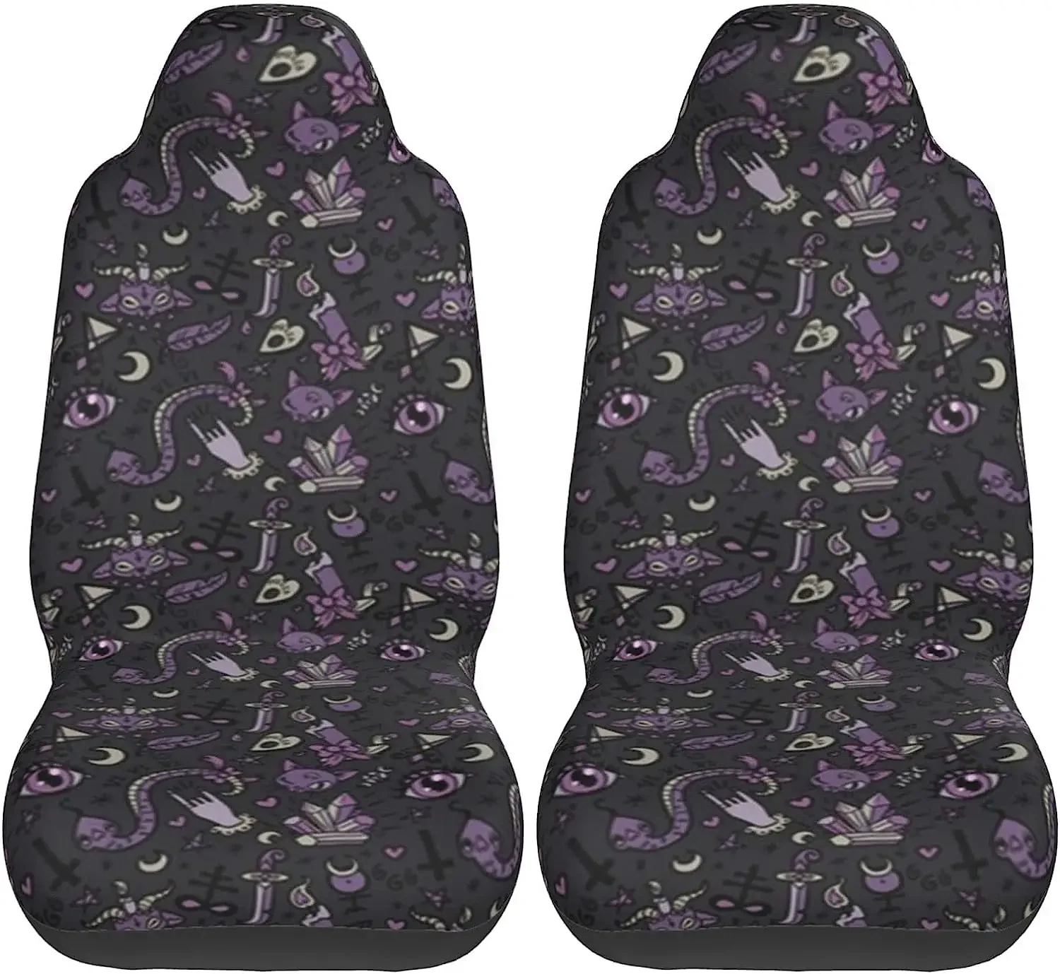 Purple Black Goth Spooky 2 car seat Covers car Front seat Protectors for SUVs Cars Trucks