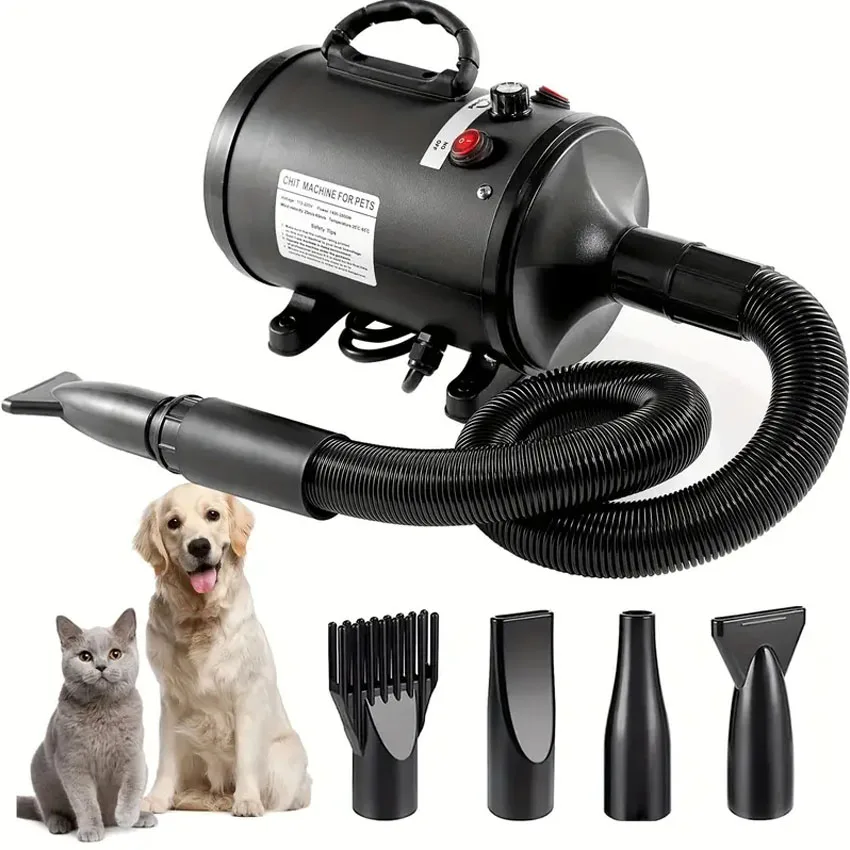 

2200W-2800W Pet Hair Dryer High Velocity Low Noise Blower Detachable Brushes Automatic Feature for Large Dogs/Cats Made Plastic