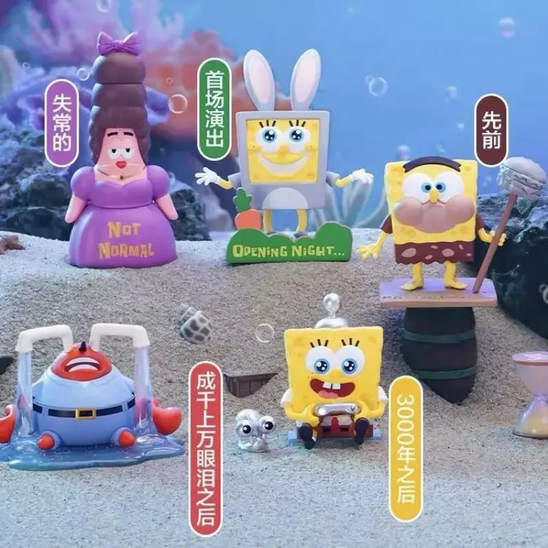 Popmart Spongebob Pajamas Party Series Blind Box Kawaii Action Mystery Figure Caixas Supresas Toys and Hobbies Birthday Gifts