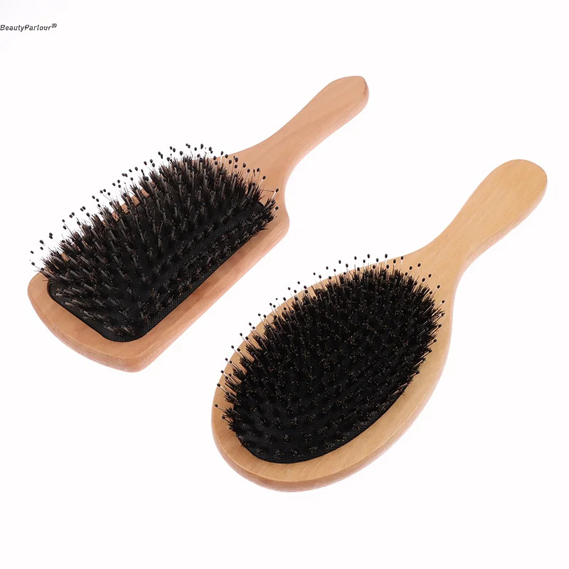 Boar Bristle Hair Brush Women Wood Bamboo Hair Brush Professional Curly Airbag Scalp Brush Comb For Hair Beauty Care Salon Tools