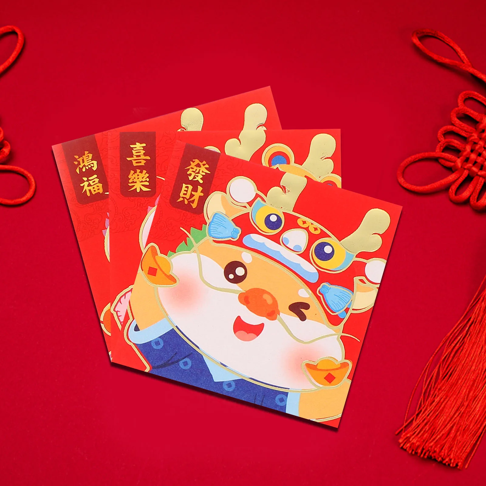 24Pcs 2024 Chinese New Year Spring Festival Red Envelopes Dragon Hongbao Lucky Money Gift Red Packet Festivals Blessing