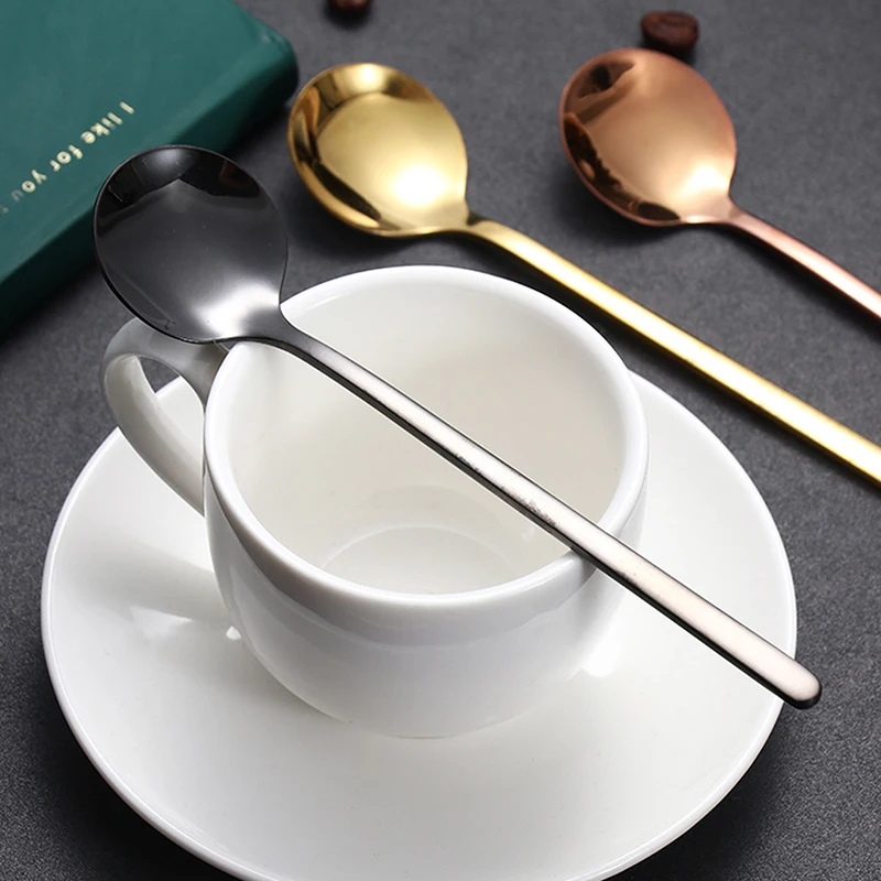 304 Stainless Steel Coffee Spoon Round Head Spoon Korean Style Spoons Honey Dessert Gift Mixing Spoon Tableware