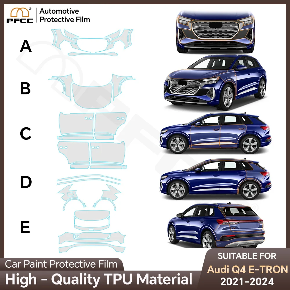 

PFCC for Audi Q4 E-TRON 2021-2024 Car Body Kit Film Precut Paint Protection Film Clear Bra TPU Transparent PPF TPU Accessories