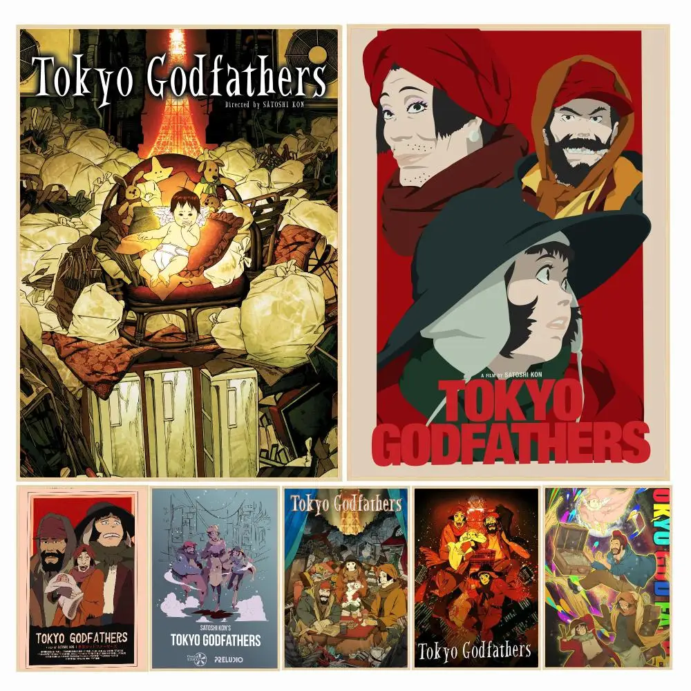 anime T-Tokyo Godfathers-S Painting Calligraphy Boho Botanical Decor for Living Room Elegant Home Style
