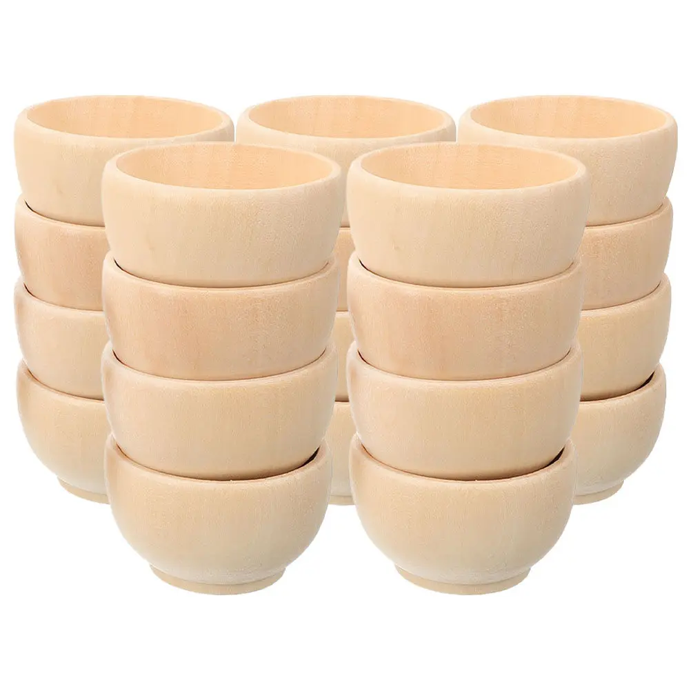 20Pcs Paintable Wooden Bowls Small Unpainted Craft Bowls for DIY Home Decor Autumn Wedding Favors Rustic Table Setting Craft