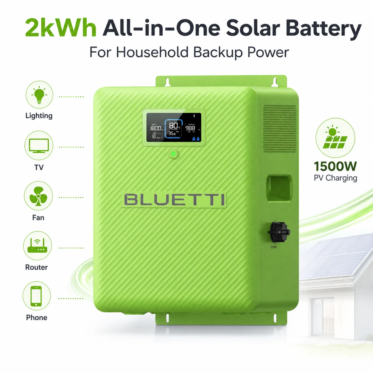Home Star 2 2kWh Solar Generator 1.5kW Rated Output Integrated Battery Inverter for Off Grid Home Emergency Backup