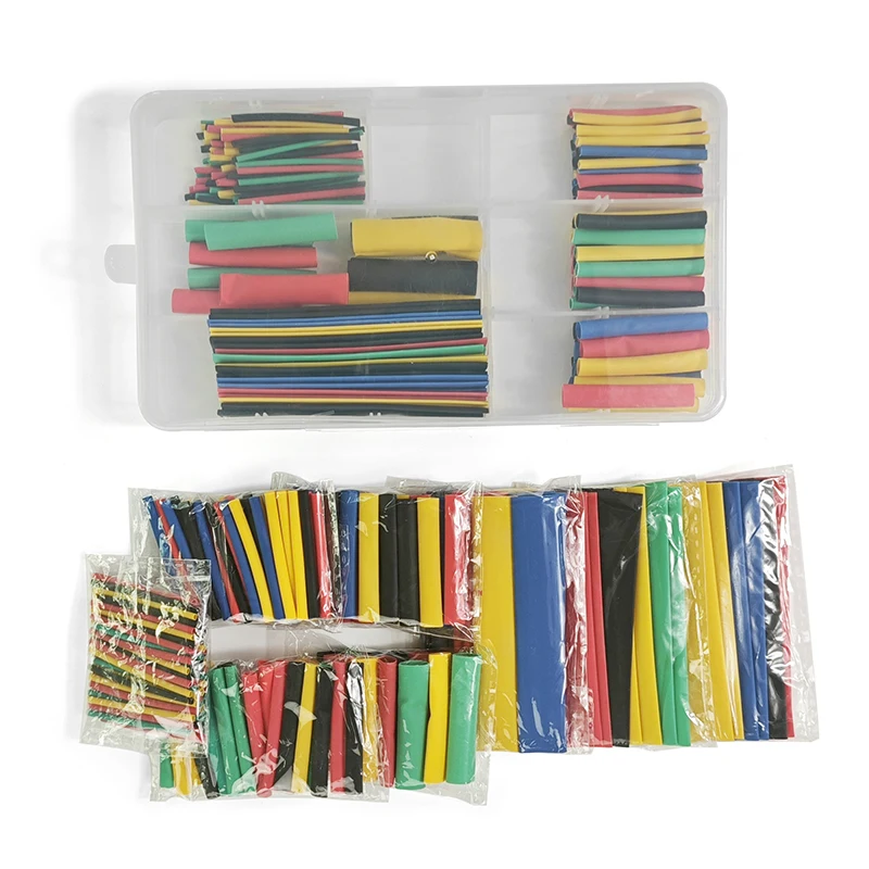 

164PCS 8 Sizes 1MM 2MM 8MM 14MM Assortment Ratio 2:1 Polyolefin Heat Shrink Tube Tubing Sleeving Wrap Wire Cable Kit