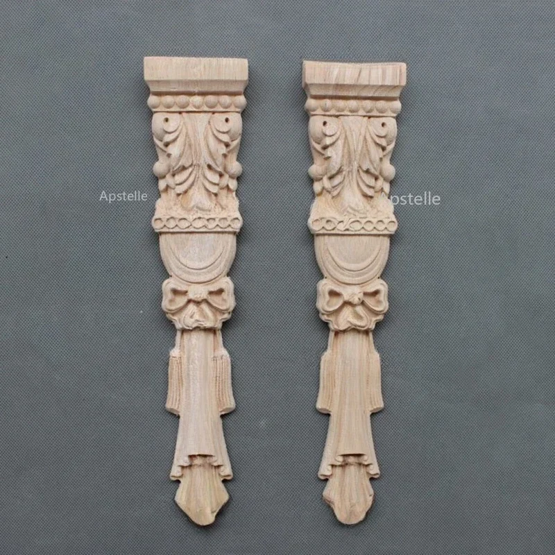 European-style Home Accessories Carved Stigma Solid Wood Fireplace Cabinet Vertical Flower Roman Column Decoration