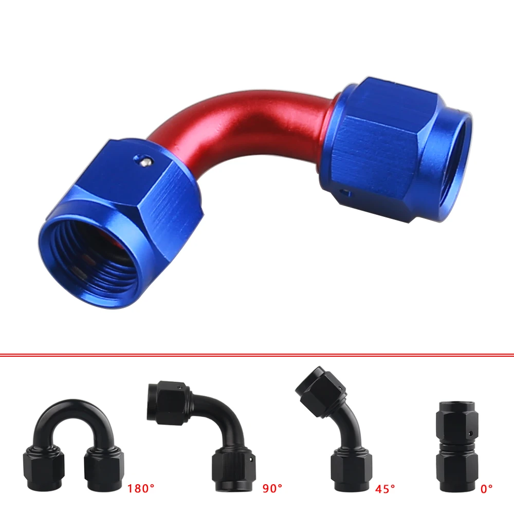 Universal  AN6 female hydraulic hose elbow oil cooler fitting hose accessorie fitting 0 45 90 180 degree red black