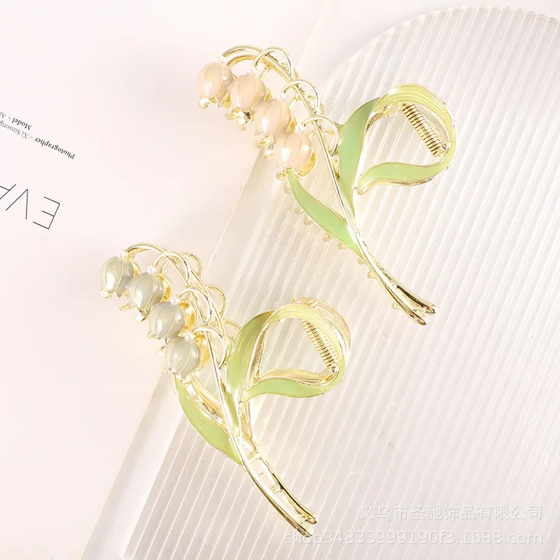 

Элегантные и милые заколки-крабы для волос «Лилия Долины» для женщин, для прически «пучок на затылке» и полупучка, для повседневного использования и вечеринок