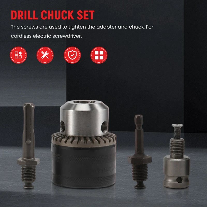 3-16Mm Drill Chuck Converter 1/2Inch- 20UNF Thread Quick Change Adapter SDS-Plus 1/4Inch Hex Shank 1/2Inch Socket