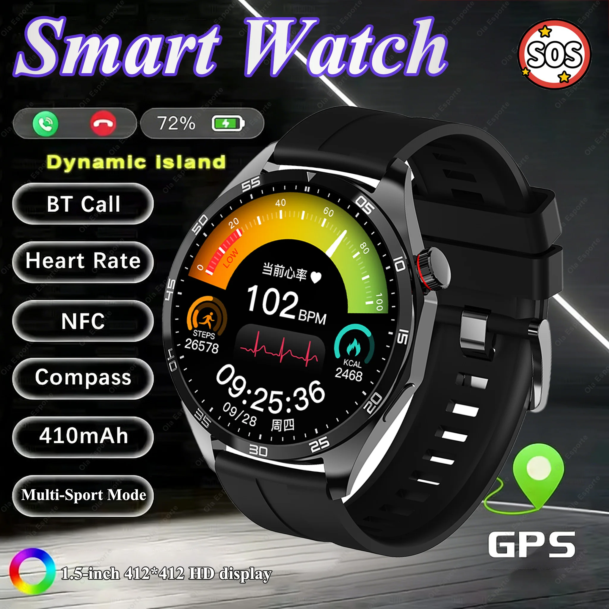 

2026 Smart Watch BT Call Health Monitoring Female Menstrual Cycle Reminder SOS GPS Sports Fitness Tracking Smartwatch Men Women